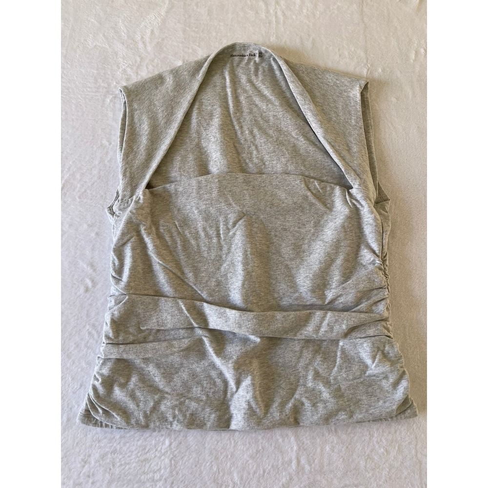 Abercrombie & Fitch Womens XXL Gray Ruched Square Neck Sleeveless Stretch Top